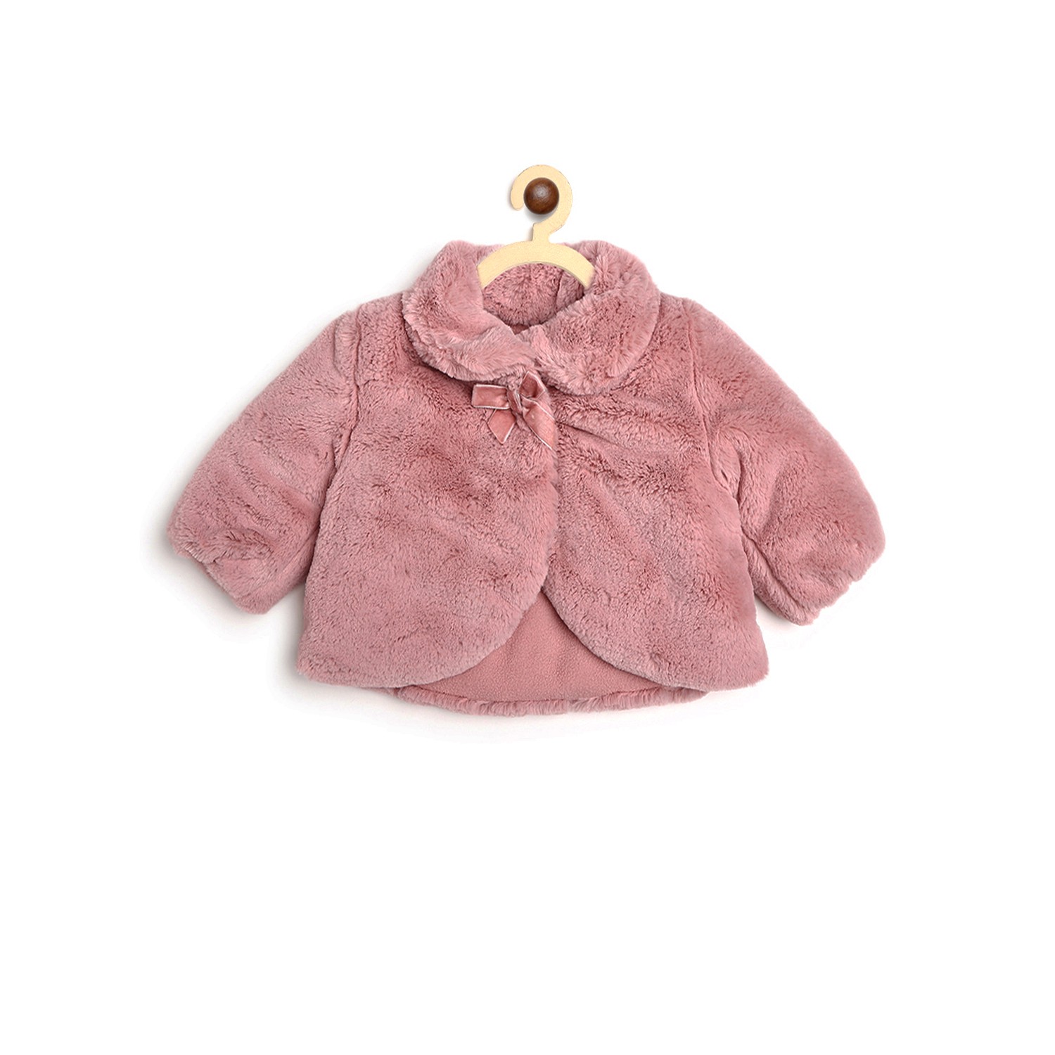 Girls Faux Fur Long Sleeve Jacket-Pink